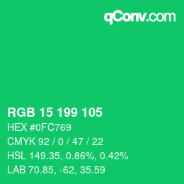Color code: RGB 15 199 105 | qconv.com
