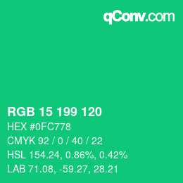 Color code: RGB 15 199 120 | qconv.com