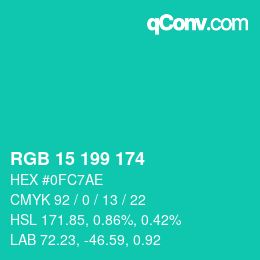 Color code: RGB 15 199 174 | qconv.com