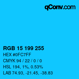 颜色代码: RGB 15 199 255 | qconv.com
