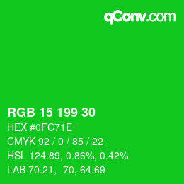 Color code: RGB 15 199 30 | qconv.com