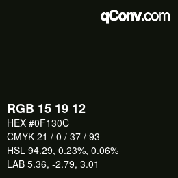 Farbcode: RGB 15 19 12 | qconv.com