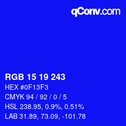 Color code: RGB 15 19 243 | qconv.com