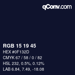 Color code: RGB 15 19 45 | qconv.com