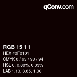 カラーコード: RGB 15 1 1 | qconv.com