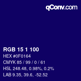 Color code: RGB 15 1 100 | qconv.com