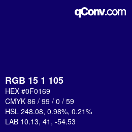 カラーコード: RGB 15 1 105 | qconv.com