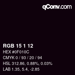 Color code: RGB 15 1 12 | qconv.com
