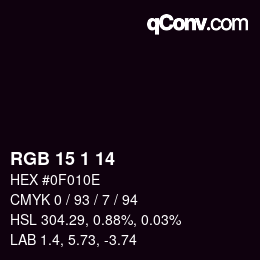 Color code: RGB 15 1 14 | qconv.com