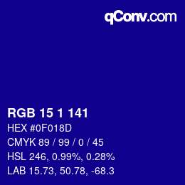 カラーコード: RGB 15 1 141 | qconv.com