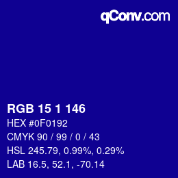 Color code: RGB 15 1 146 | qconv.com