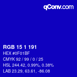 Color code: RGB 15 1 191 | qconv.com