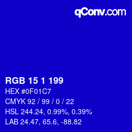 カラーコード: RGB 15 1 199 | qconv.com