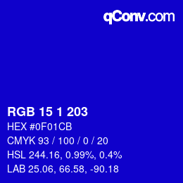 Color code: RGB 15 1 203 | qconv.com