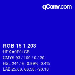 カラーコード: RGB 15 1 203 | qconv.com