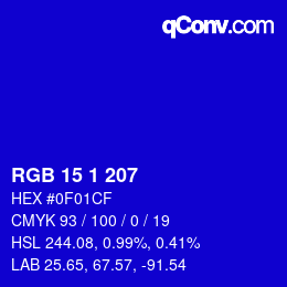 カラーコード: RGB 15 1 207 | qconv.com - big