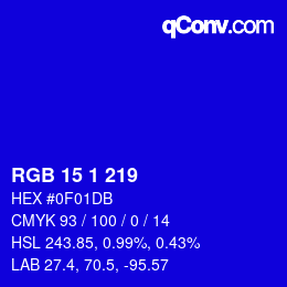 カラーコード: RGB 15 1 219 | qconv.com