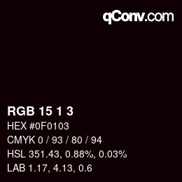 Color code: RGB 15 1 3 | qconv.com