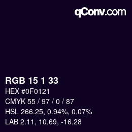 カラーコード: RGB 15 1 33 | qconv.com