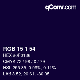 Color code: RGB 15 1 54 | qconv.com