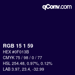 Color code: RGB 15 1 59 | qconv.com