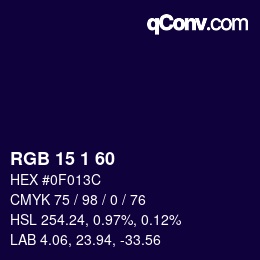 颜色代码: RGB 15 1 60 | qconv.com