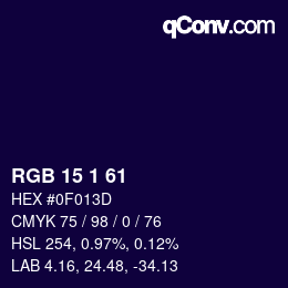 Color code: RGB 15 1 61 | qconv.com