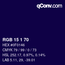 Color code: RGB 15 1 70 | qconv.com