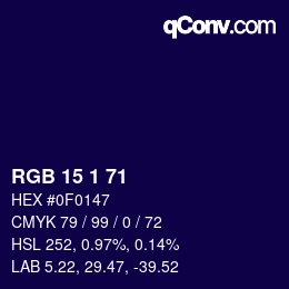 Color code: RGB 15 1 71 | qconv.com