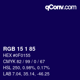 Color code: RGB 15 1 85 | qconv.com