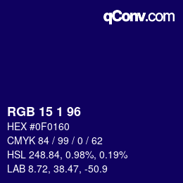 Color code: RGB 15 1 96 | qconv.com