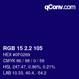 Color code: RGB 15 2.2 105 | qconv.com