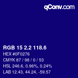 カラーコード: RGB 15 2.2 118.6 | qconv.com