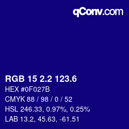 カラーコード: RGB 15 2.2 123.6 | qconv.com