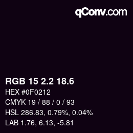 カラーコード: RGB 15 2.2 18.6 | qconv.com