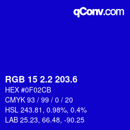 カラーコード: RGB 15 2.2 203.6 | qconv.com