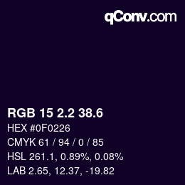 カラーコード: RGB 15 2.2 38.6 | qconv.com