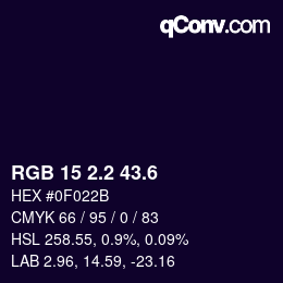 カラーコード: RGB 15 2.2 43.6 | qconv.com