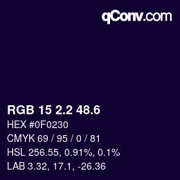 カラーコード: RGB 15 2.2 48.6 | qconv.com