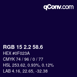 カラーコード: RGB 15 2.2 58.6 | qconv.com