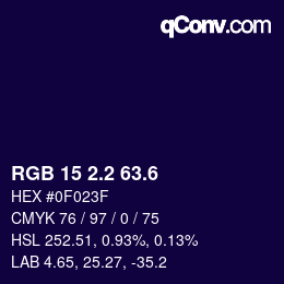 カラーコード: RGB 15 2.2 63.6 | qconv.com