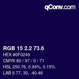 カラーコード: RGB 15 2.2 73.6 | qconv.com