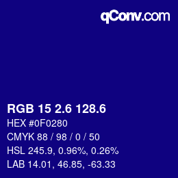 カラーコード: RGB 15 2.6 128.6 | qconv.com