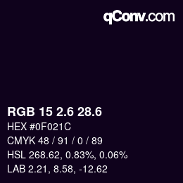 カラーコード: RGB 15 2.6 28.6 | qconv.com