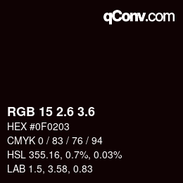 カラーコード: RGB 15 2.6 3.6 | qconv.com