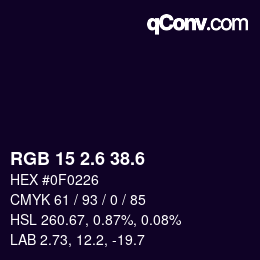 カラーコード: RGB 15 2.6 38.6 | qconv.com