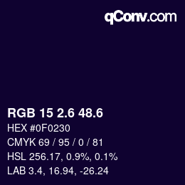カラーコード: RGB 15 2.6 48.6 | qconv.com