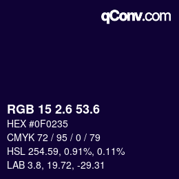 カラーコード: RGB 15 2.6 53.6 | qconv.com