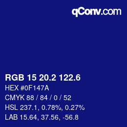 カラーコード: RGB 15 20.2 122.6 | qconv.com