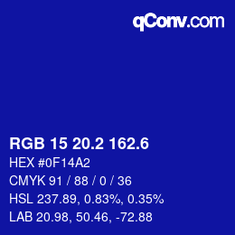 カラーコード: RGB 15 20.2 162.6 | qconv.com